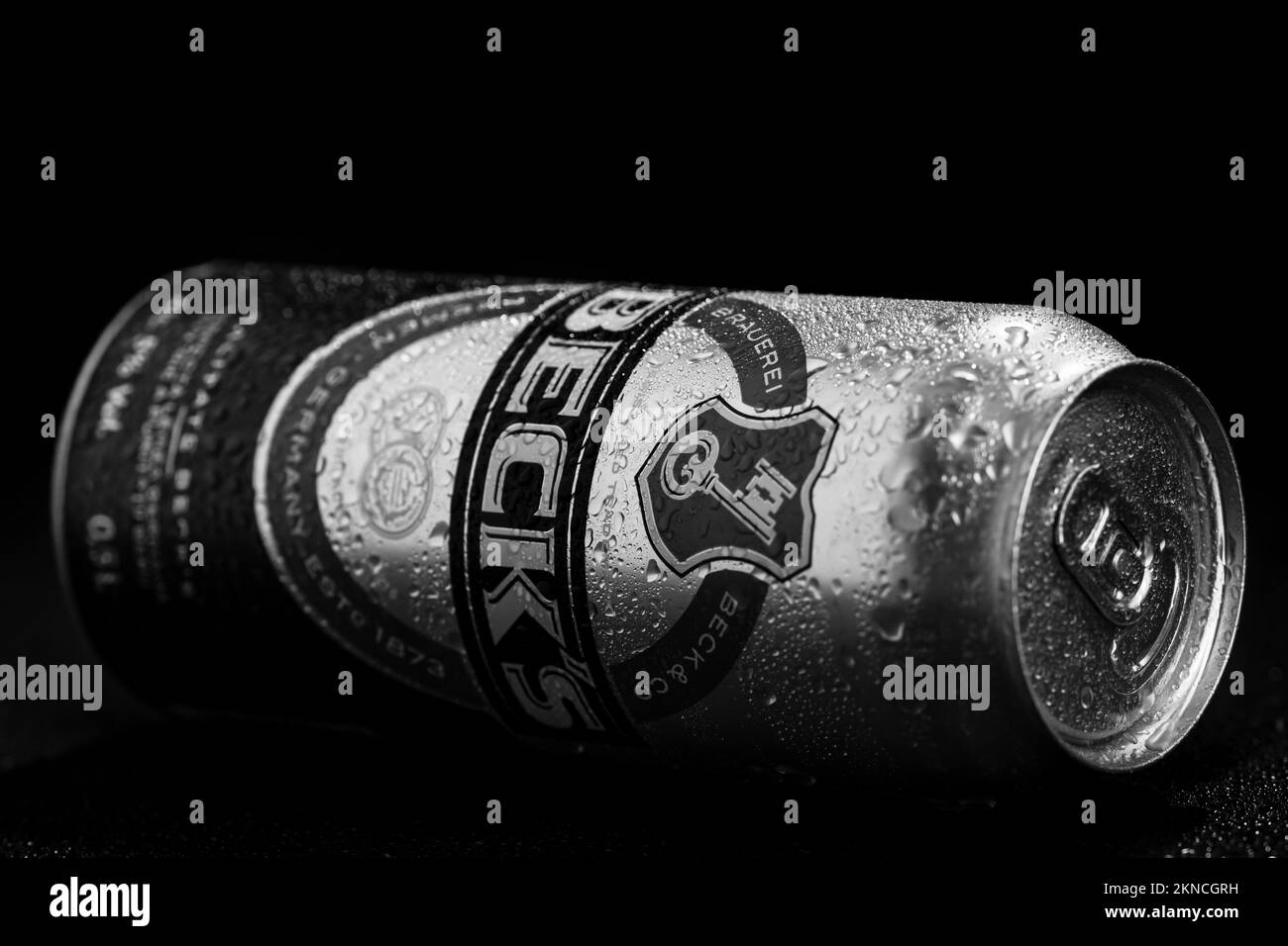Can of Beck`s or Becks beer. Bucharest, Romania, 2023 Stock Photo Alamy